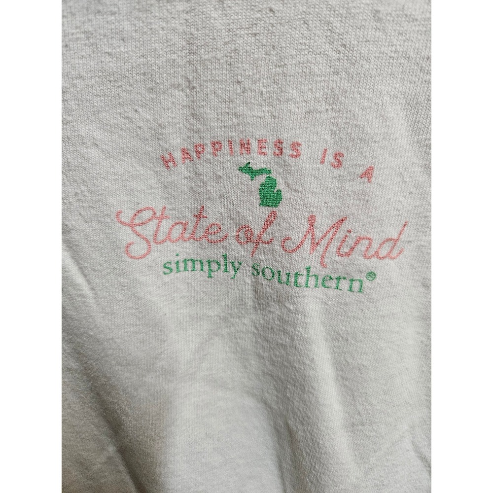 Simply Southern Michigan‎ State Of Mind Graphic Print White T-Shirt - Picture 2 of 3